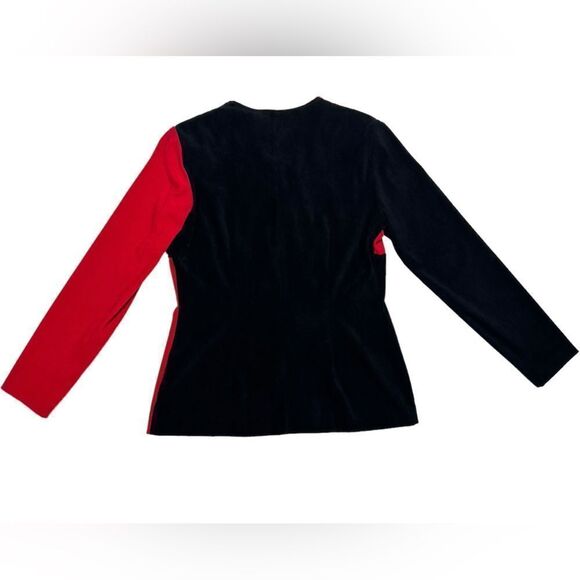 Vintage Betsy Lauren Petites Red and Black Zip Up Cardigan Sweater Light Jacket - Picture 2 of 7